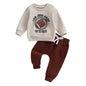 Football Print Sweatshirt with Elastic Pant 2Pcs