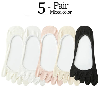 5 Pairs No Show 5 Finger Socks