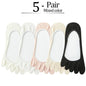 5 Pairs No Show 5 Finger Socks