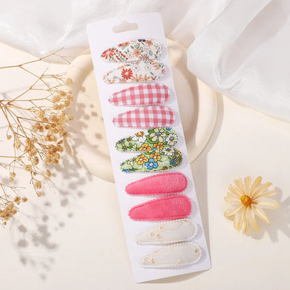 10Pcs/Lot Cotton Alloy Hair Clips for Kids