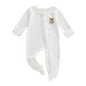 Infant Unisex Hooded  with Cute Animal Ears and Zipper Closure Warm Fleece Footed Pajamas for Winter