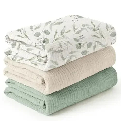 3pcs Set Cotton Muslin Swaddle Baby Blanket