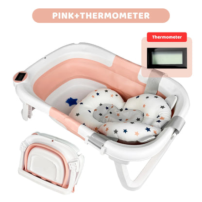 Folding baby bathtub with water temperature gauge