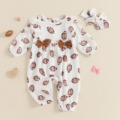 Toddler Football Print Hooded Jumpsuit