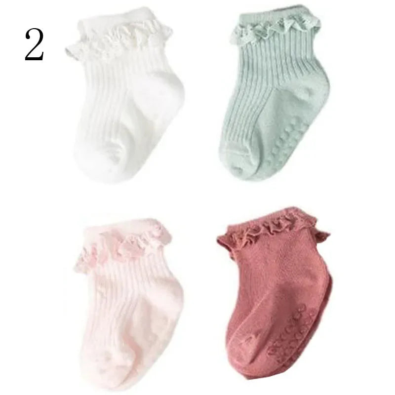 4Pair/lot Baby non-slip cotton socks
