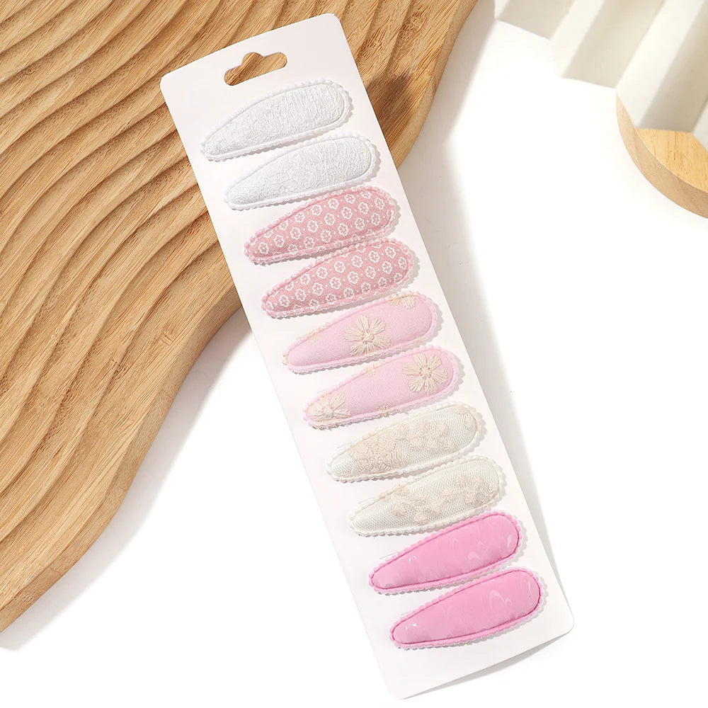 10Pcs/Lot Cotton Alloy Hair Clips for Kids