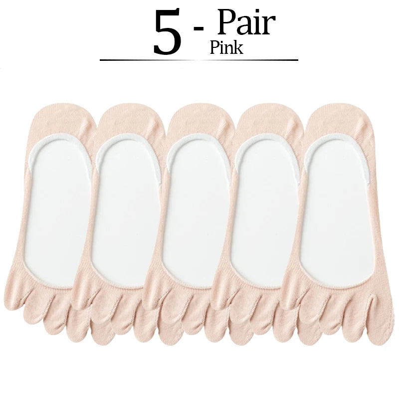 5 Pairs No Show 5 Finger Socks