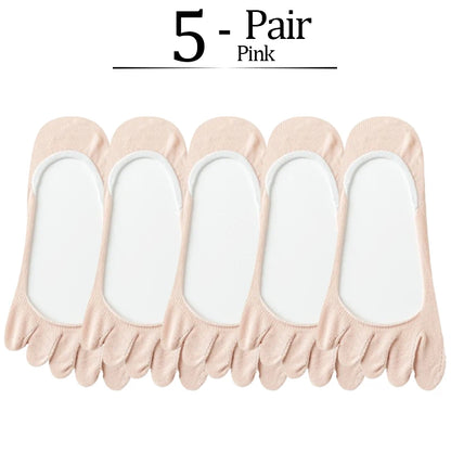 5 Pairs No Show 5 Finger Socks
