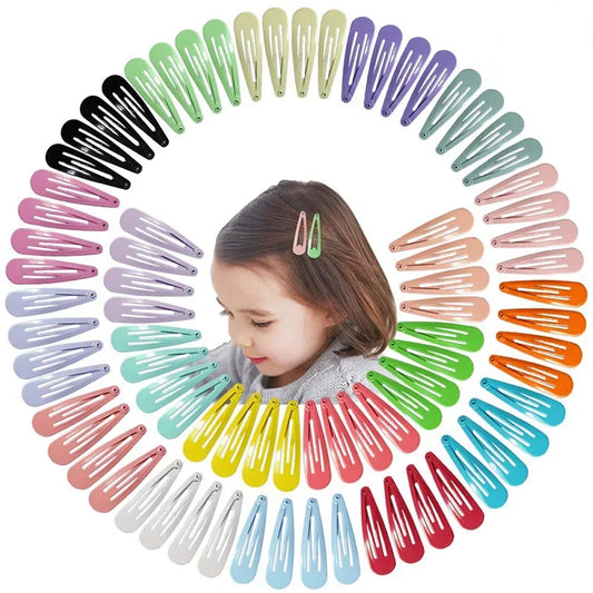 50Pcs Snap Hair Clips Candy Color Barrettes