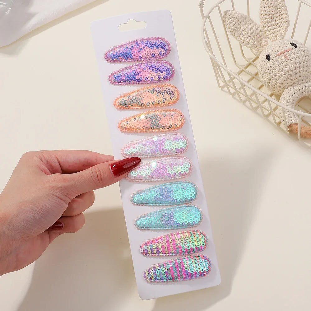 10Pcs/Lot Cotton Alloy Hair Clips for Kids