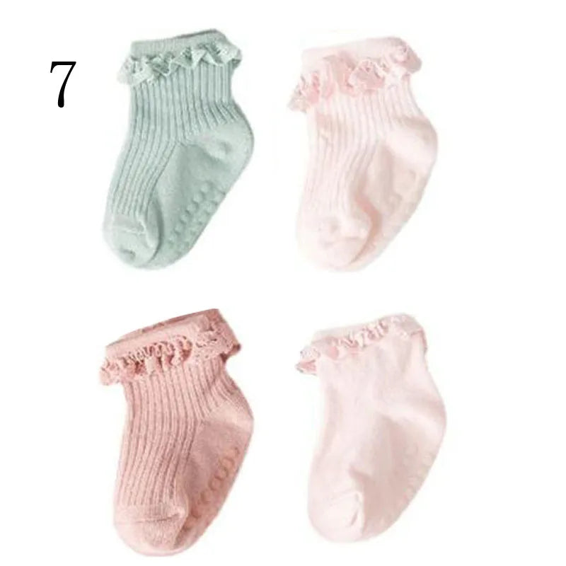 4Pair/lot Baby non-slip cotton socks