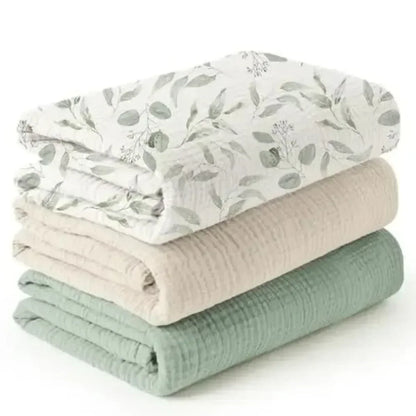 3pcs Set Cotton Muslin Swaddle Baby Blanket