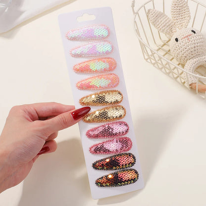 10Pcs/Lot Cotton Alloy Hair Clips for Kids