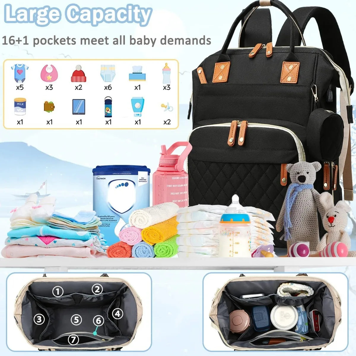 Multifunctional Diaper Bag Backpack