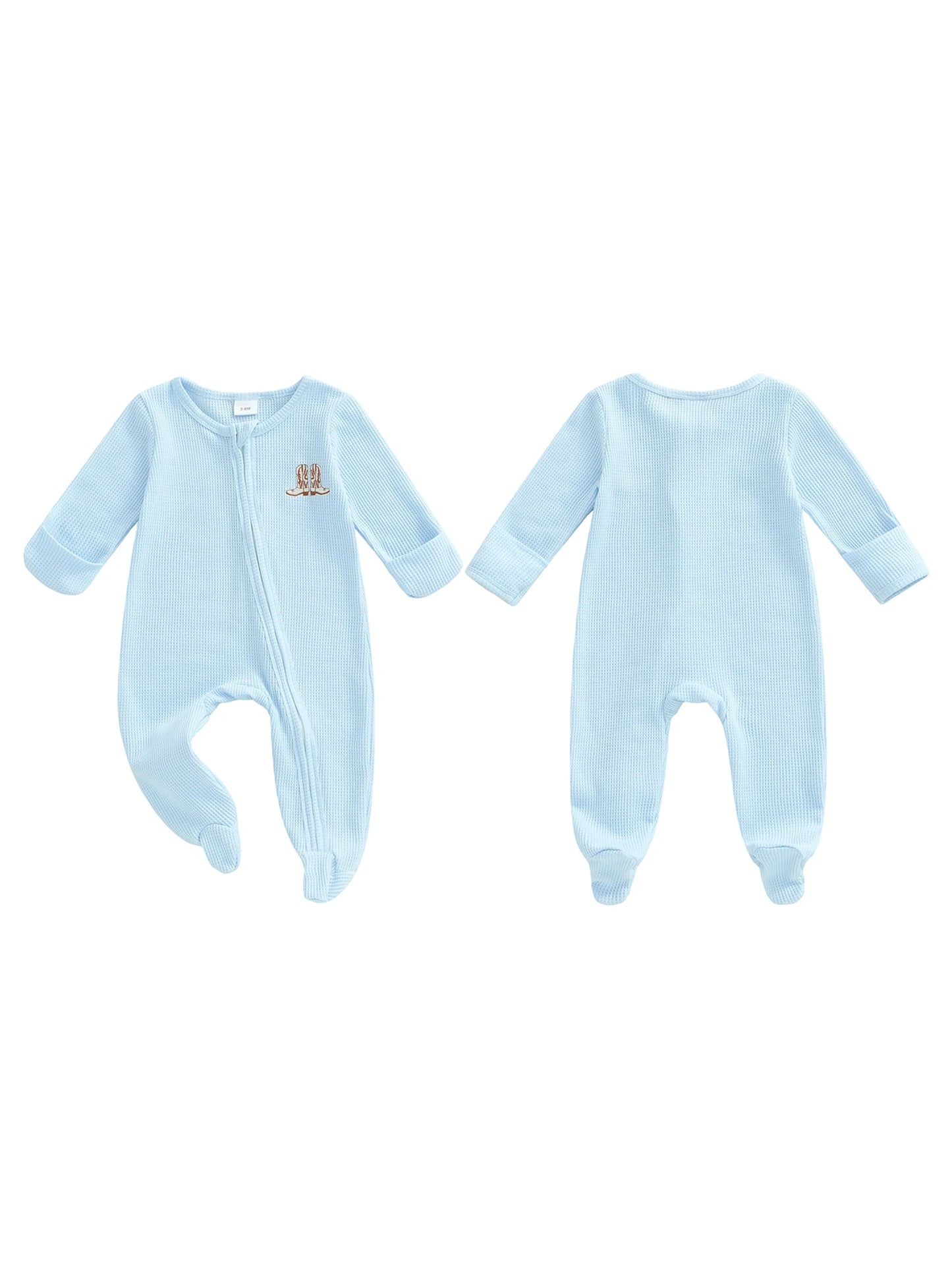 Infant Unisex Hooded  with Cute Animal Ears and Zipper Closure Warm Fleece Footed Pajamas for Winter