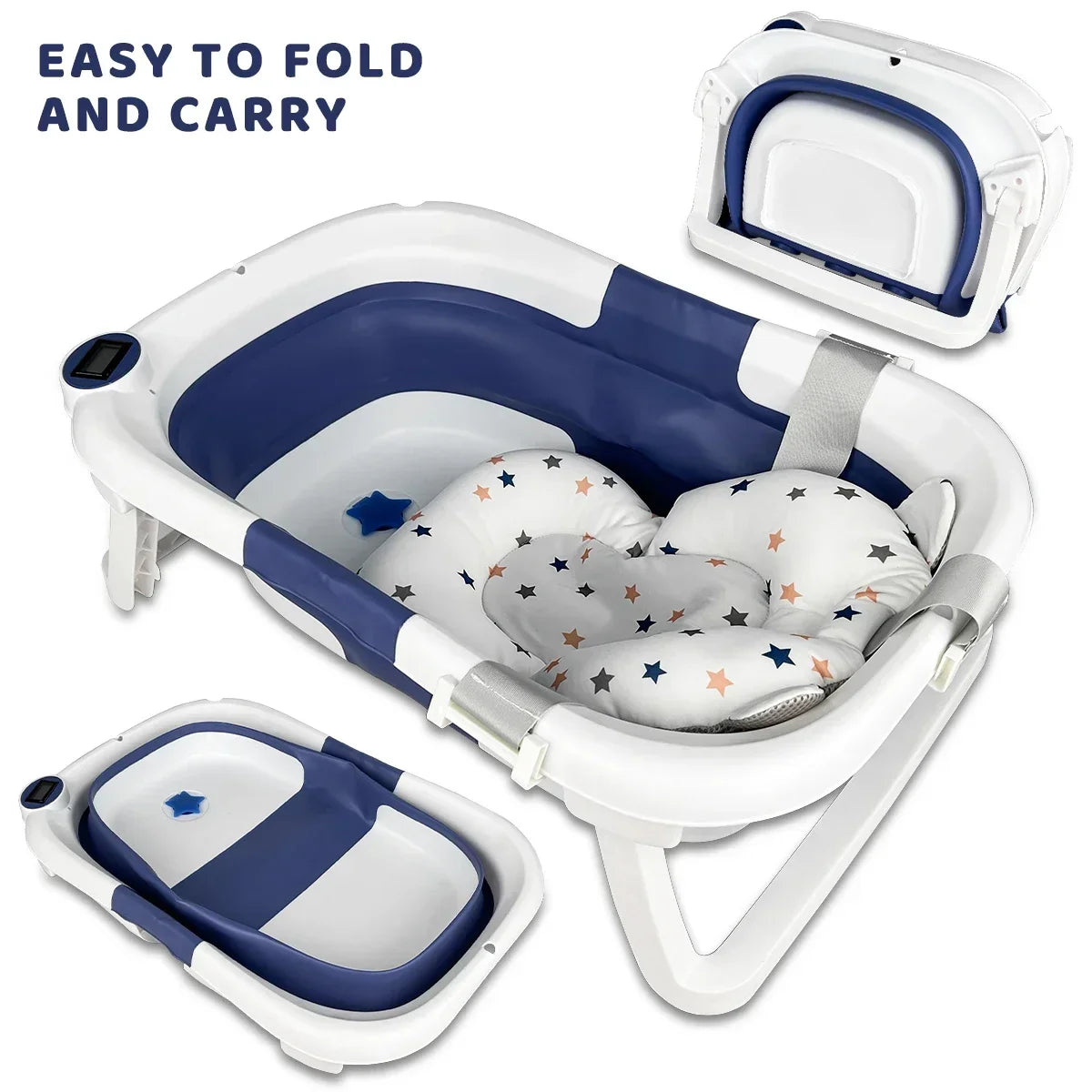 Portable and foldable Bathtub, real-time temperature sensor
