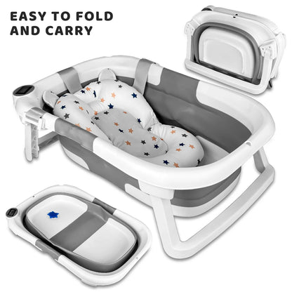 Folding baby bathtub with water temperature gauge