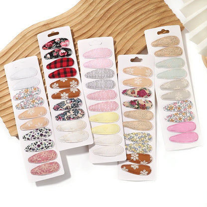 10Pcs/Lot Cotton Alloy Hair Clips for Kids