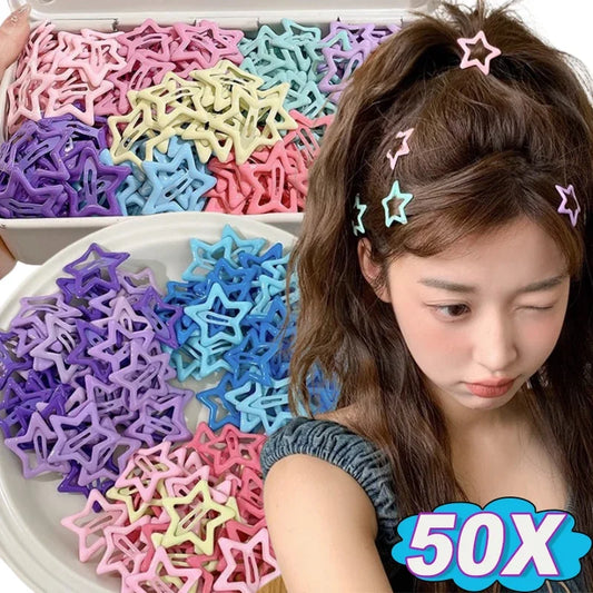10/50pcs Colorful Kawaii Star Barrettes