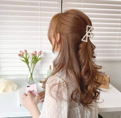 Pearl Claw Geometric Hairpins For Girls