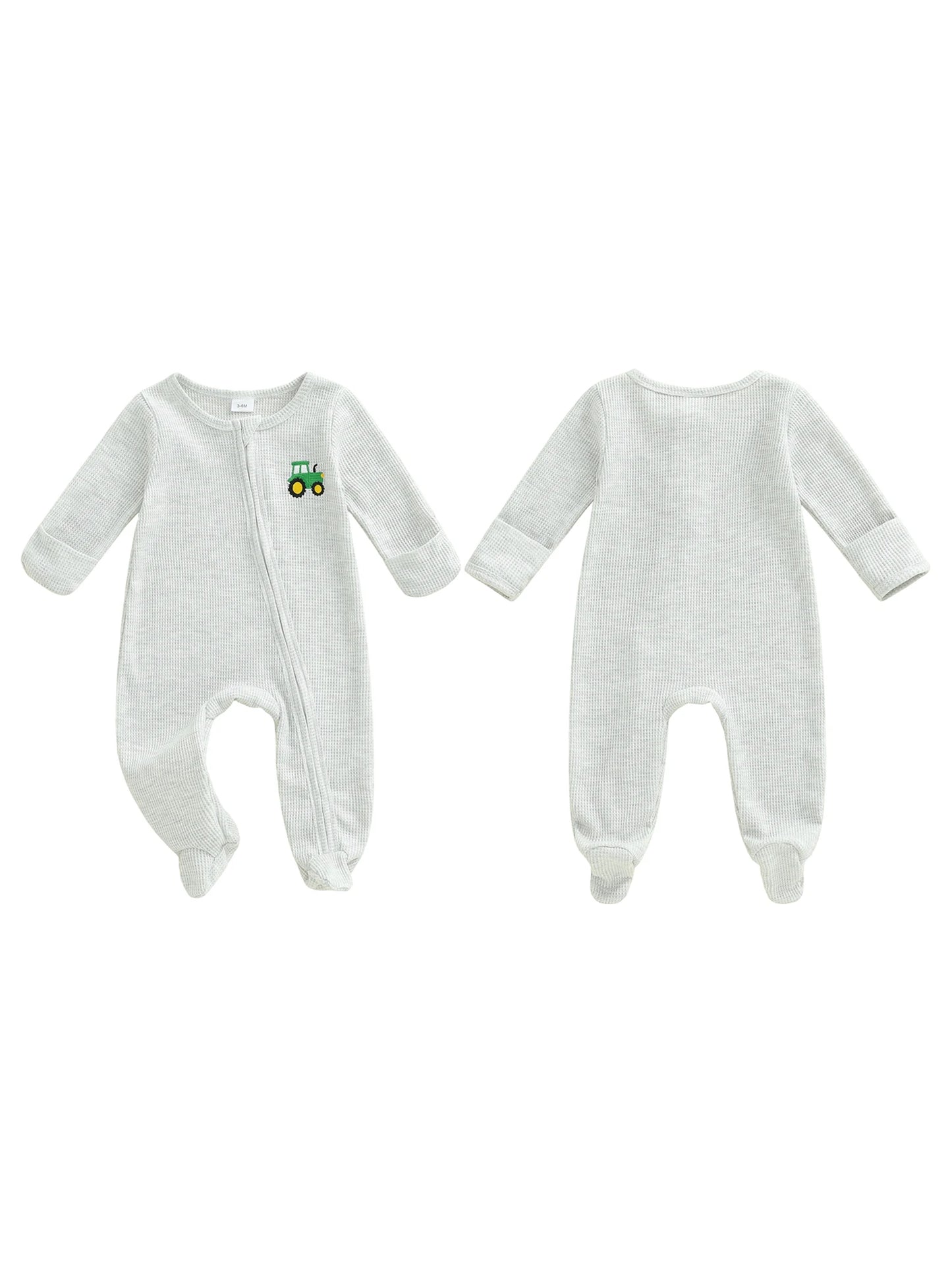 Infant Unisex Hooded  with Cute Animal Ears and Zipper Closure Warm Fleece Footed Pajamas for Winter