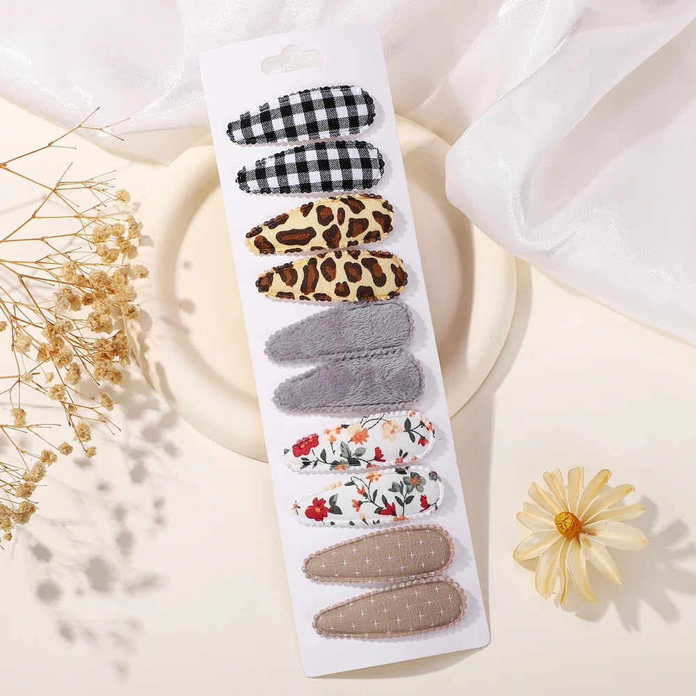 10Pcs/Lot Cotton Alloy Hair Clips for Kids