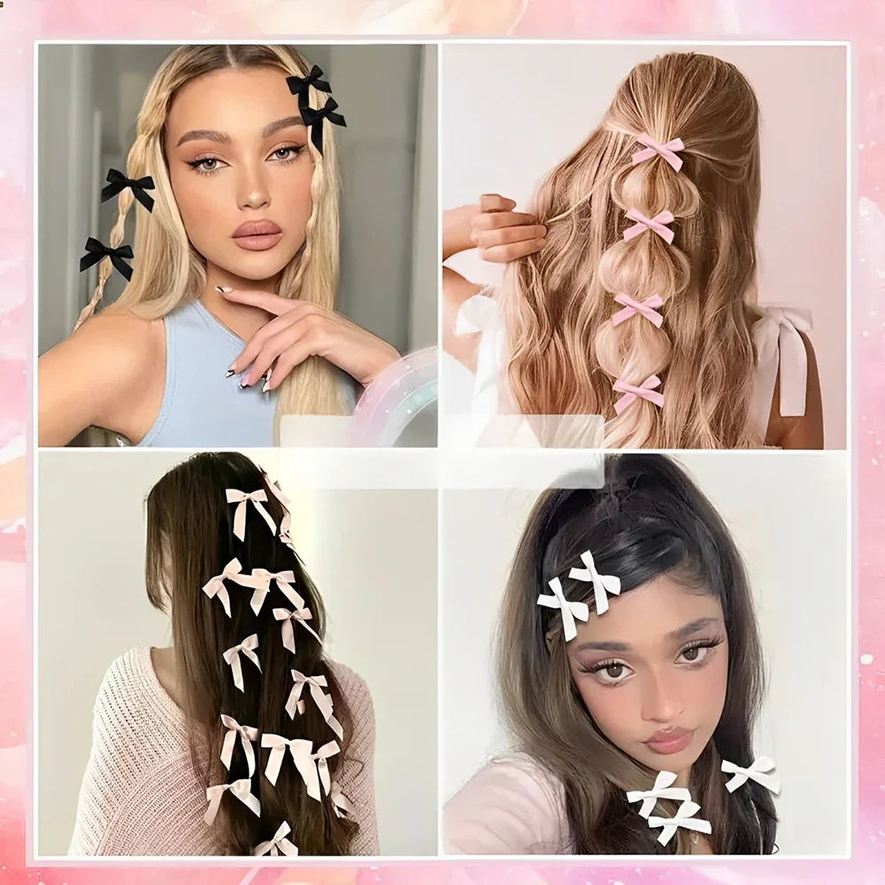 5-24Pcs Girls Bows Mini Hair Clips