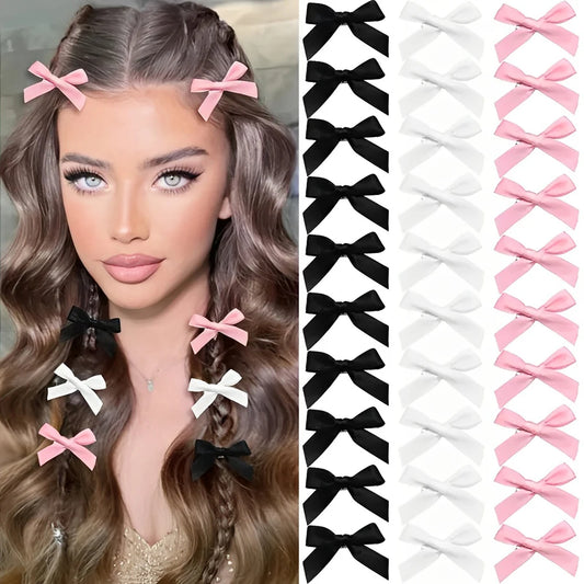 5-24Pcs Girls Bows Mini Hair Clips
