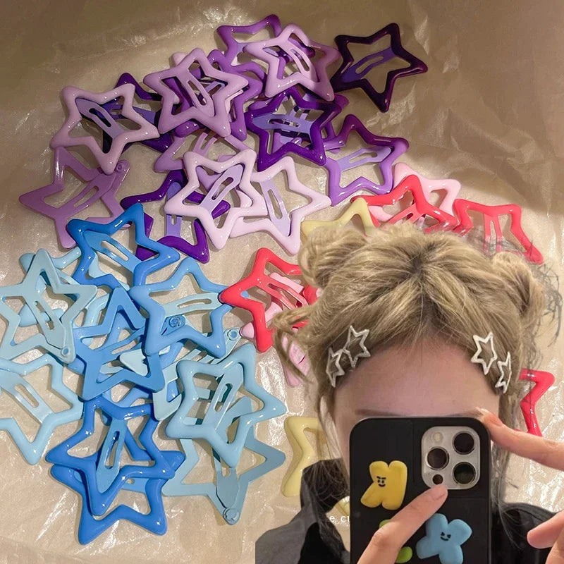 10/50pcs Colorful Kawaii Star Barrettes