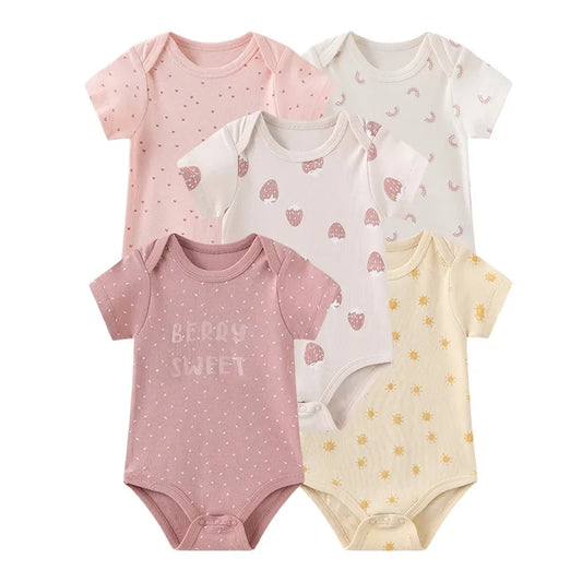 5pcs Short Sleeve Baby Bodysuits