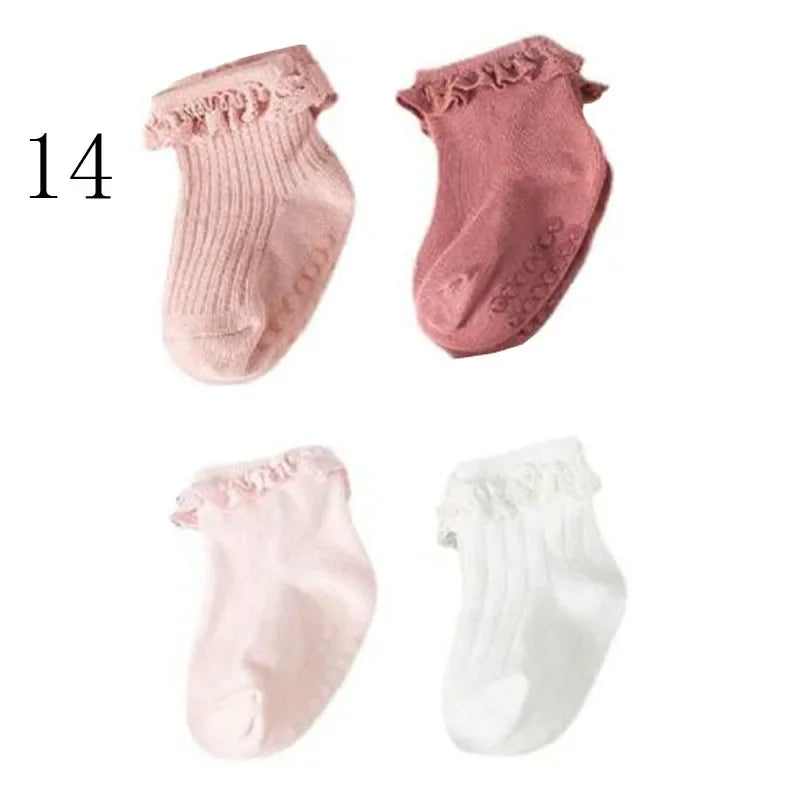 4Pair/lot Baby non-slip cotton socks