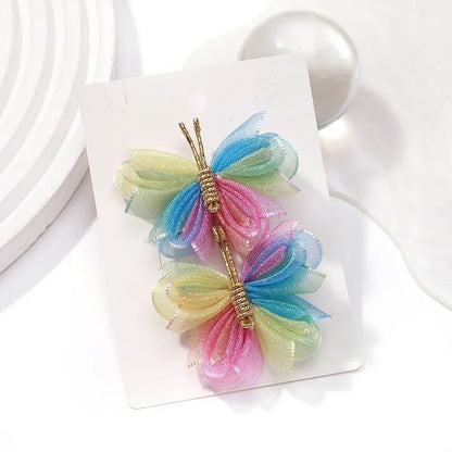 2pcs/set Butterfly Gradient Flocking Hairpins