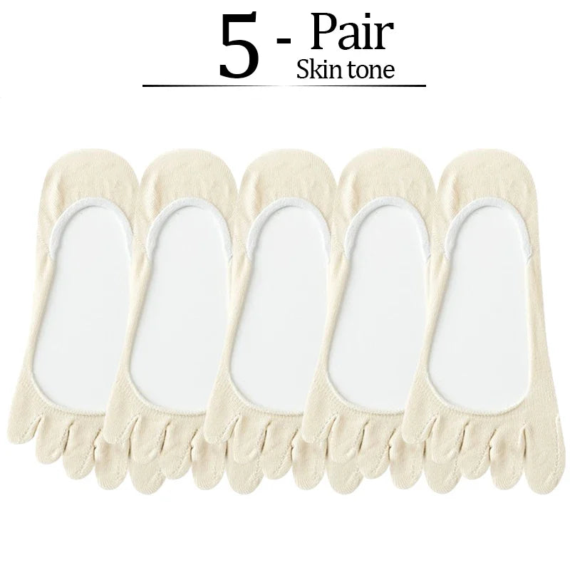 5 Pairs No Show 5 Finger Socks