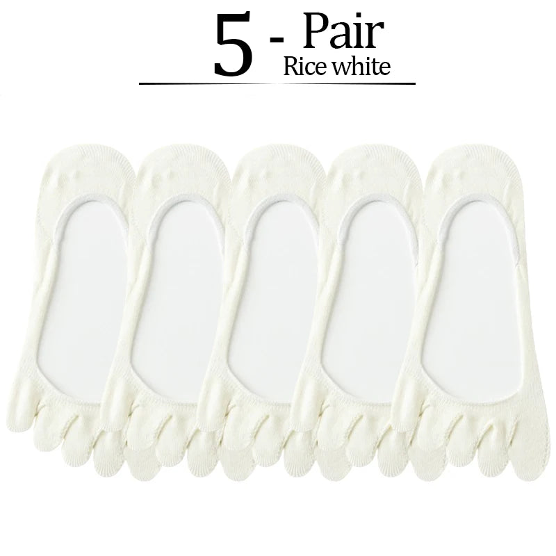 5 Pairs No Show 5 Finger Socks