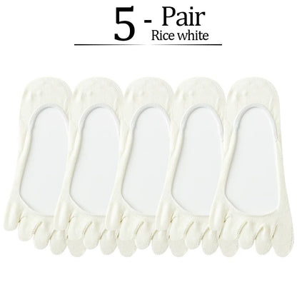 5 Pairs No Show 5 Finger Socks