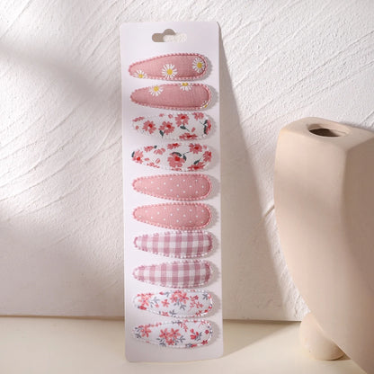 10Pcs/Lot Cotton Alloy Hair Clips for Kids