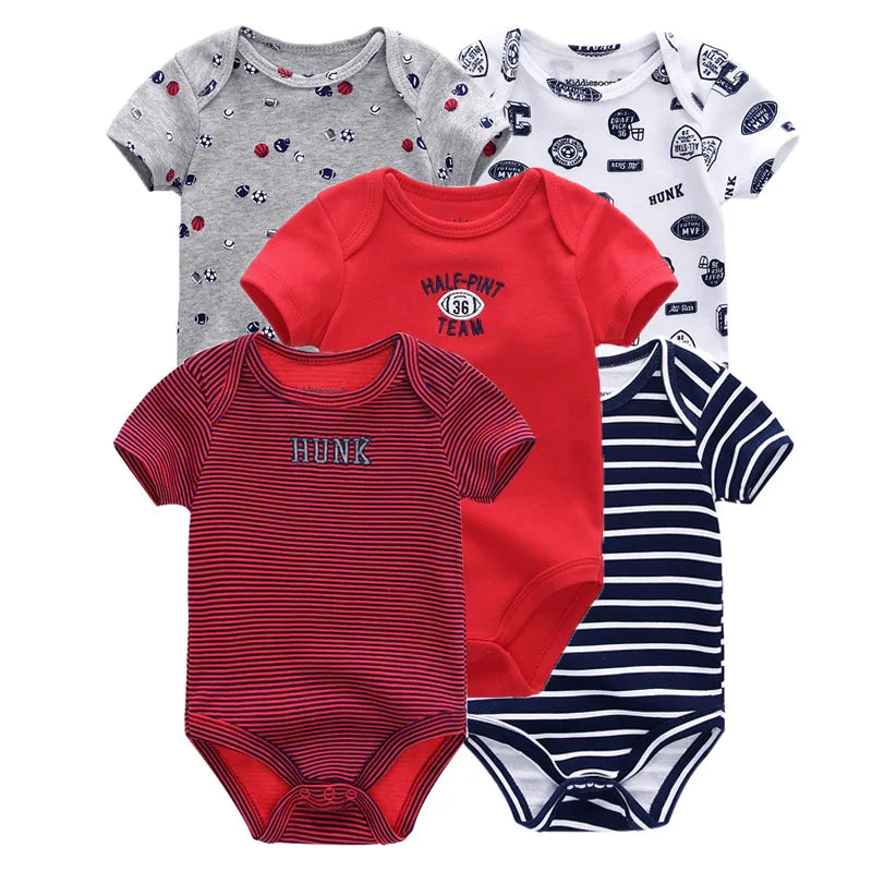 5pcs Short Sleeve Baby Bodysuits