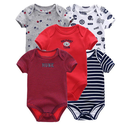5pcs Short Sleeve Baby Bodysuits