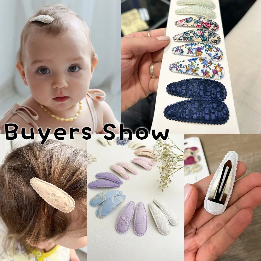 10Pcs/Lot Cotton Alloy Hair Clips for Kids