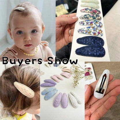10Pcs/Lot Cotton Alloy Hair Clips for Kids