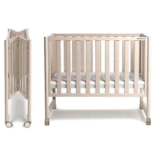 Mini Crib with Removable Wheels & Mattress