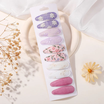 10Pcs/Lot Cotton Alloy Hair Clips for Kids