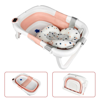 Folding baby bathtub with water temperature gauge