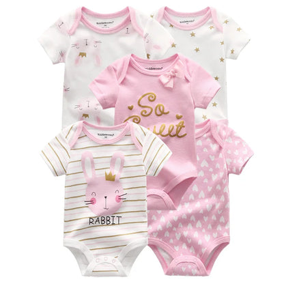 5pcs Short Sleeve Baby Bodysuits