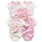 5pcs Short Sleeve Baby Bodysuits