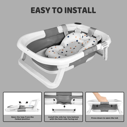Folding baby bathtub with water temperature gauge