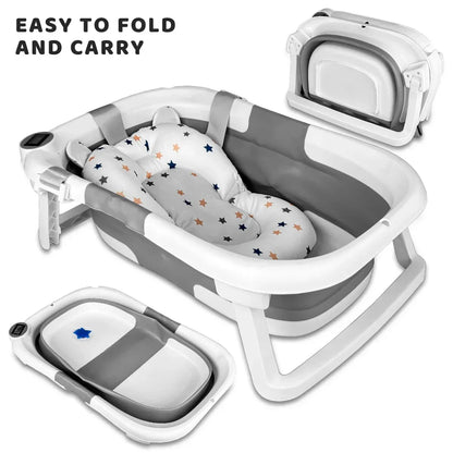 Portable and foldable Bathtub, real-time temperature sensor