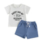 Boys Print Top and Solid Color Shorts