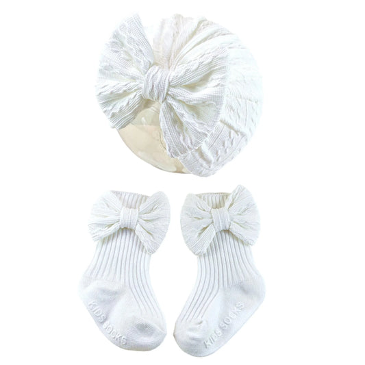 Baby Girl Turban Hat and Socks Set