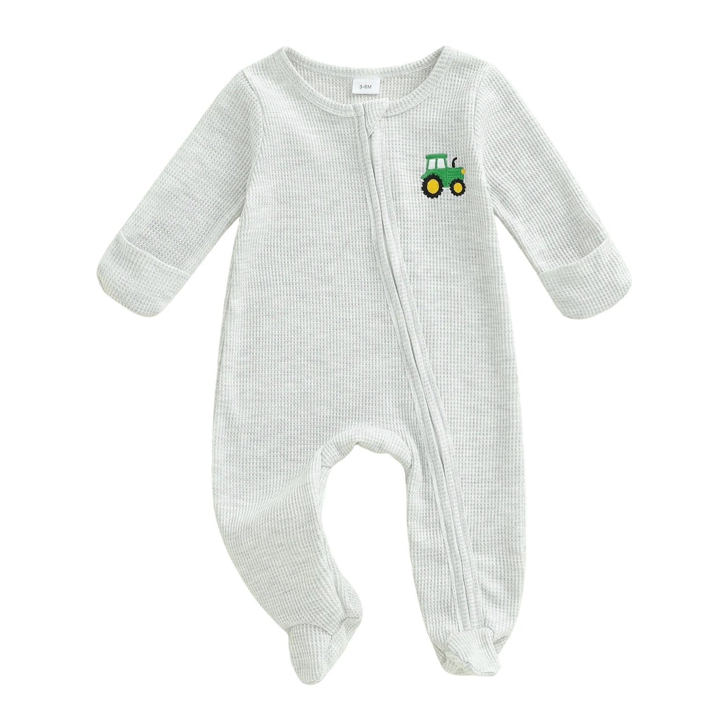 Infant Unisex Hooded  with Cute Animal Ears and Zipper Closure Warm Fleece Footed Pajamas for Winter